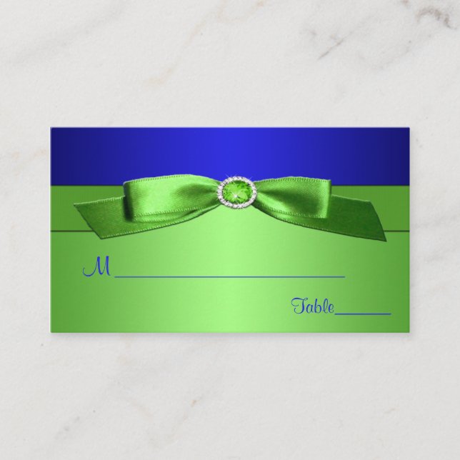 Lime Green and Royal Blue Placecards (Front)