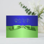 Lime Green and Royal Blue Reply Card (Standing Front)