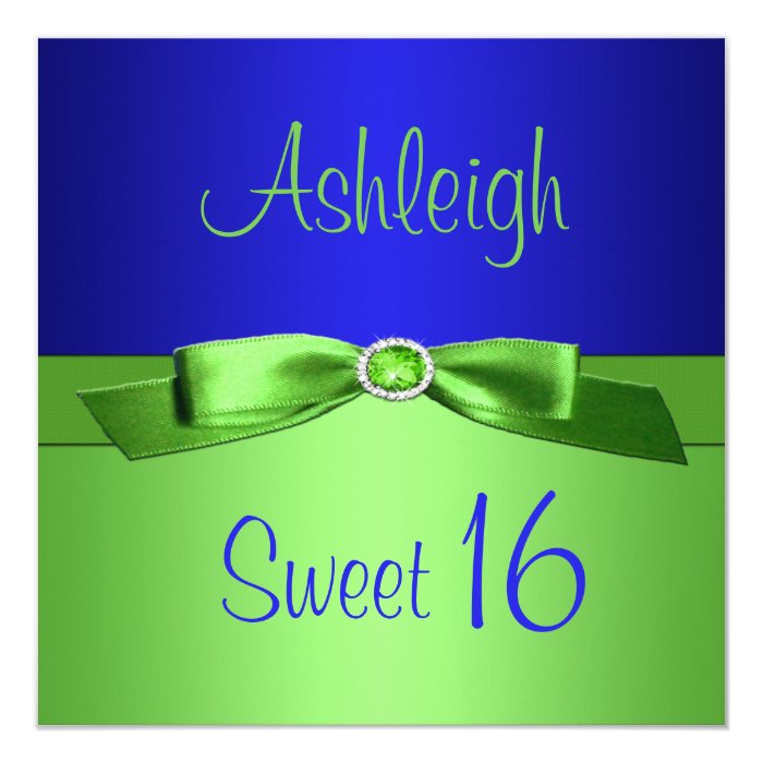 Lime Green and Royal Blue Sweet Sixteen Invitation | Zazzle