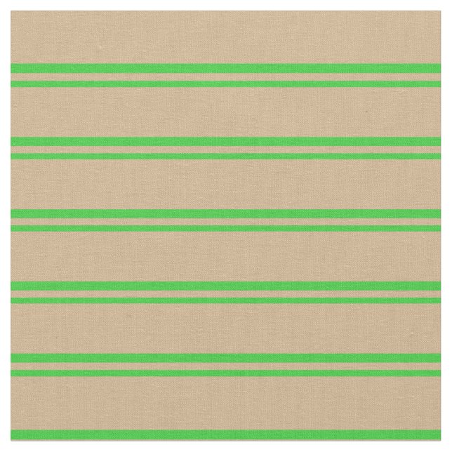 Lime Green and Tan Lined/Striped Pattern Fabric (Close Up)