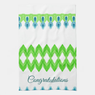 Lime green and teal kitchen towel