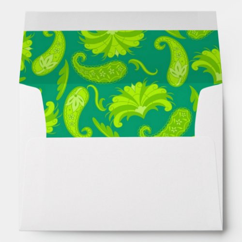 Lime Green and Teal  Parisian Paisley Envelope