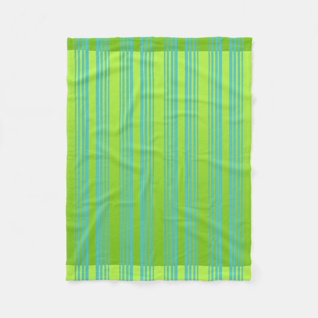 Lime Green And Turquoise Fleece Blanket (Front)