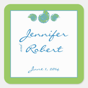 Lime Green and Turquoise Seashell Envelope Seal