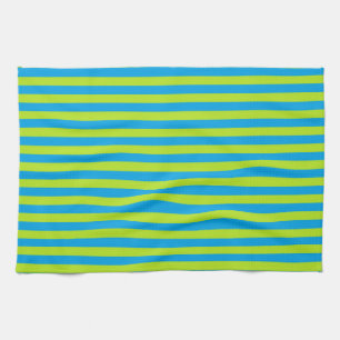 Lime Green and Turquoise Stripes Kitchen Towel