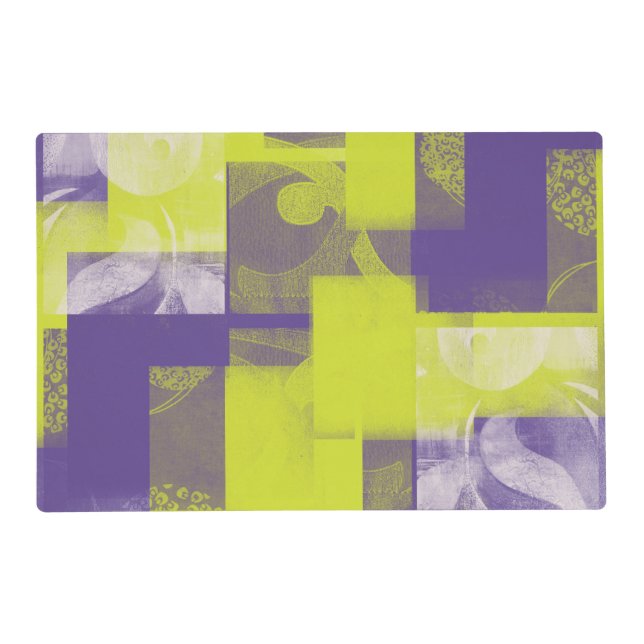 Lime green and ultraviolet Laminated Placemat (Front)