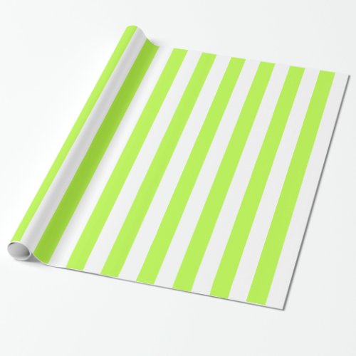Lime Green and White Bold Stripes Wrapping Paper
