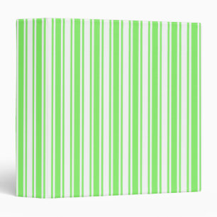 Lime green and white candy stripes 3 ring binder