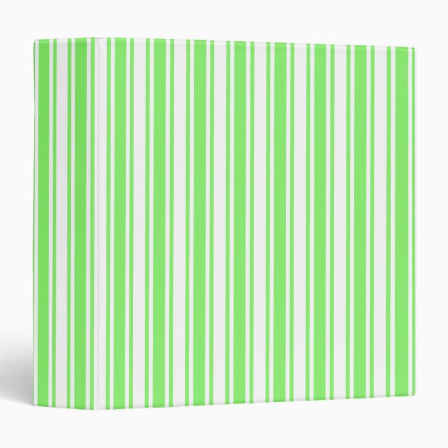 Lime green and white candy stripes 3 ring binder (Front/Spine)