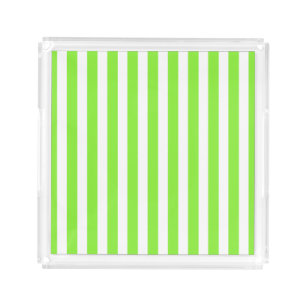 Lime green and white candy stripes acrylic tray