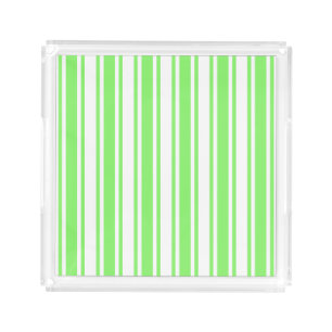 Lime green and white candy stripes acrylic tray