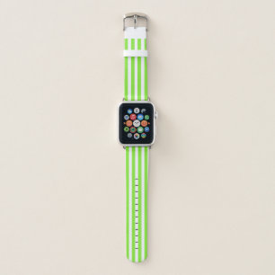 Lime green and white candy stripes apple watch band