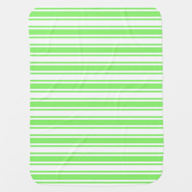 Lime green and white candy stripes baby blanket (Front)
