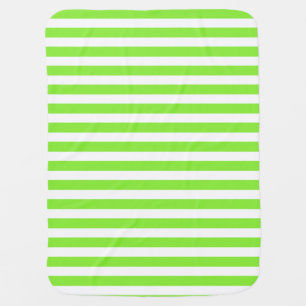 Lime green and white candy stripes baby blanket