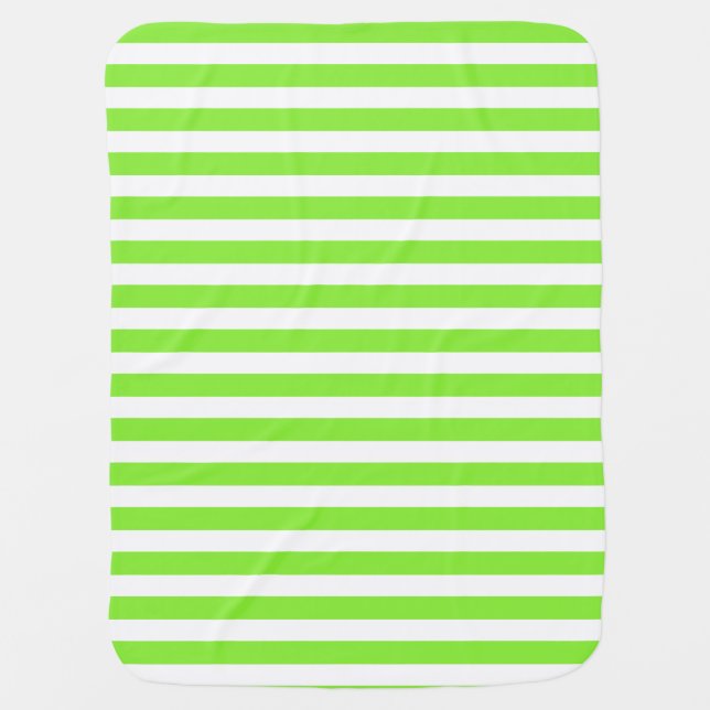 Lime green and white candy stripes baby blanket (Front)