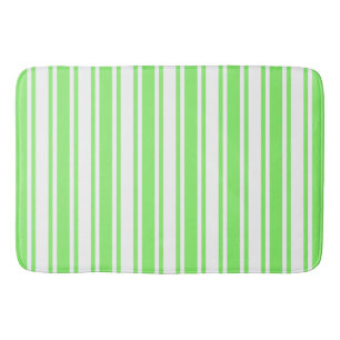 Lime green and white candy stripes bath mat