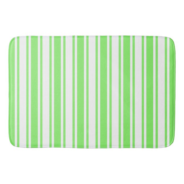 Lime green and white candy stripes bath mat (Front)