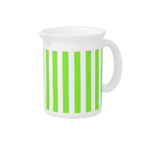 Lime green and white candy stripes beverage pitcher