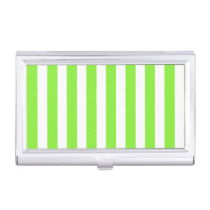 Lime green and white candy stripes business card case