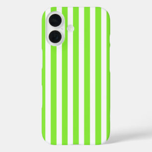 Lime green and white candy stripes iPhone 16 case