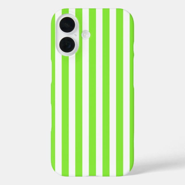 Lime green and white candy stripes Case-Mate iPhone case (Back)