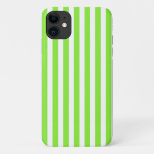 Lime green and white candy stripes iPhone 11 case