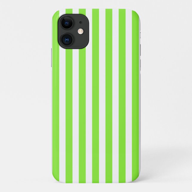 Lime green and white candy stripes Case-Mate iPhone case (Back)