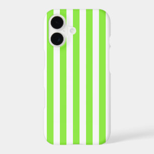 Lime green and white candy stripes iPhone 17 case
