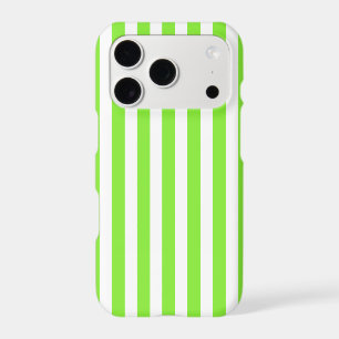 Lime green and white candy stripes iPhone 17 pro case