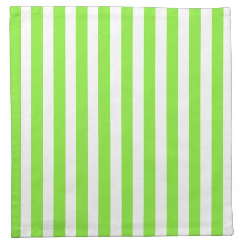 Lime green and white candy stripes cloth napkin