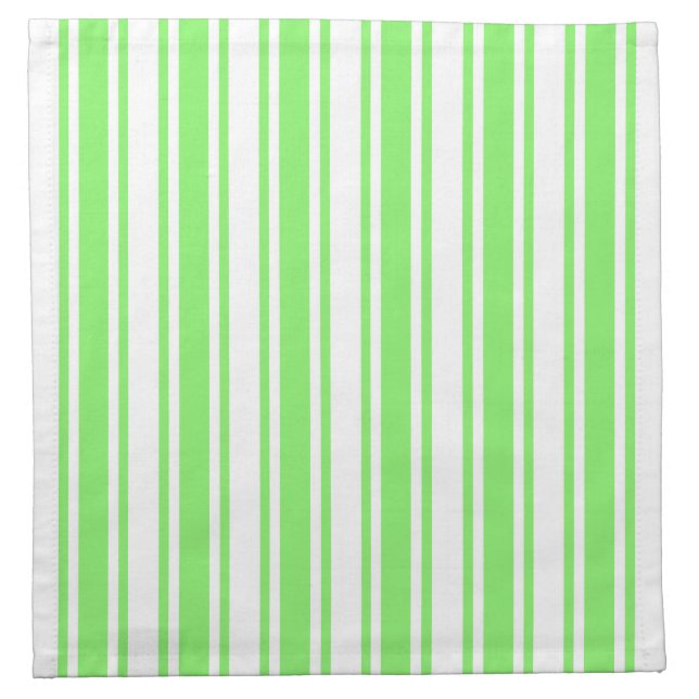 Lime green and white candy stripes cloth napkin (Front)
