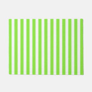 Lime green and white candy stripes doormat