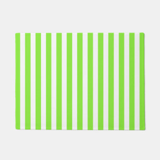 Lime green and white candy stripes doormat