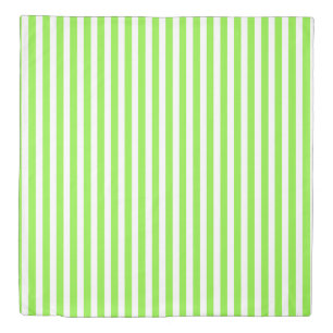 Lime green and white candy stripes duvet cover