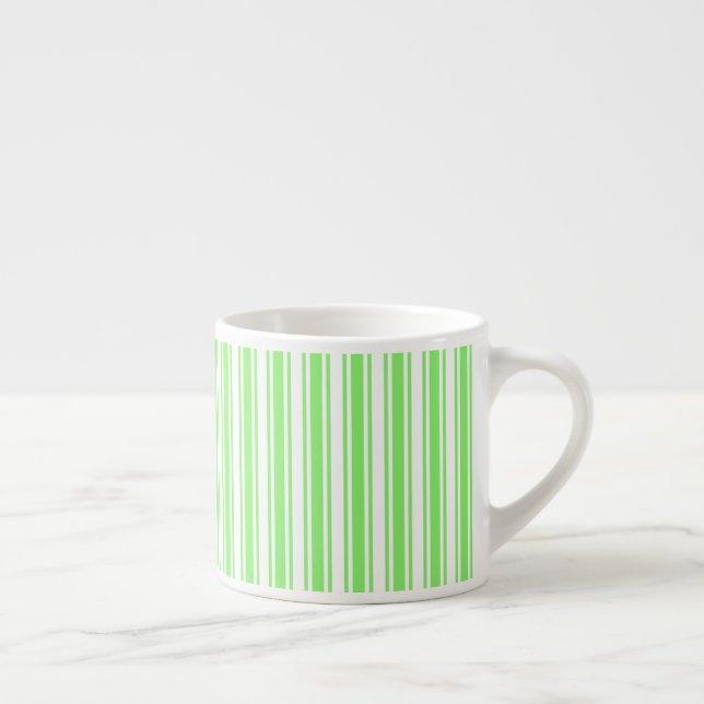 Lime green and white candy stripes espresso cup (Right)