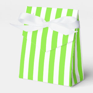 Lime green and white candy stripes favor boxes