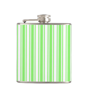 Lime green and white candy stripes flask