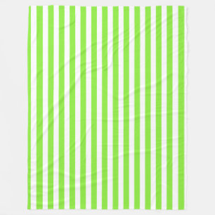 Lime green and white candy stripes fleece blanket