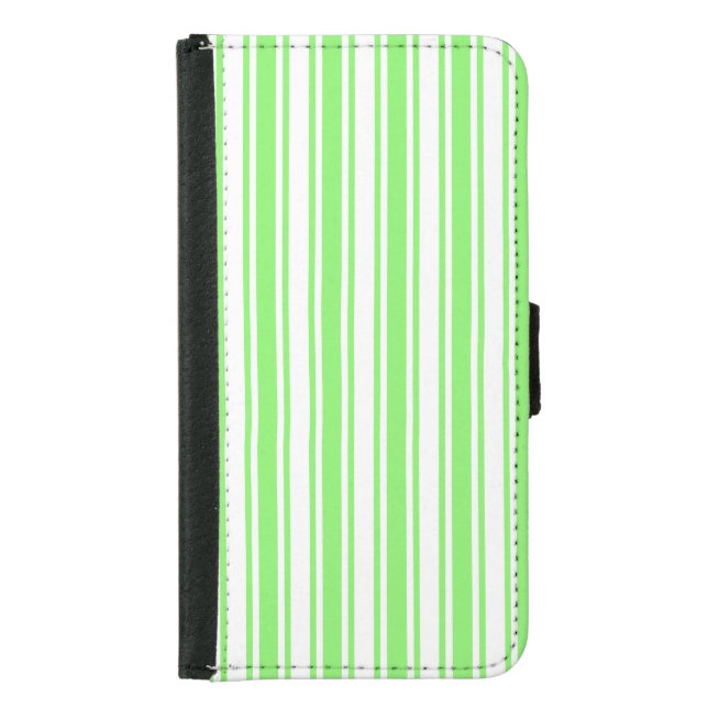 Lime green and white candy stripes iPhone wallet c (Front)