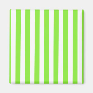 Lime green and white candy stripes magnet