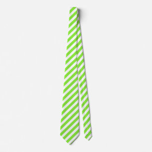 Lime green and white candy stripes neck tie
