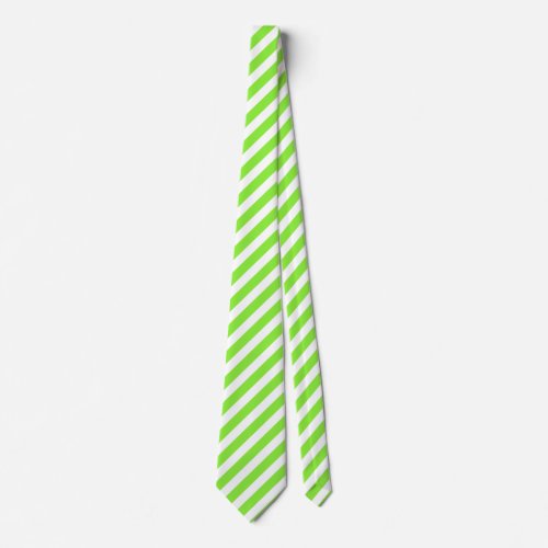 Lime green and white candy stripes neck tie