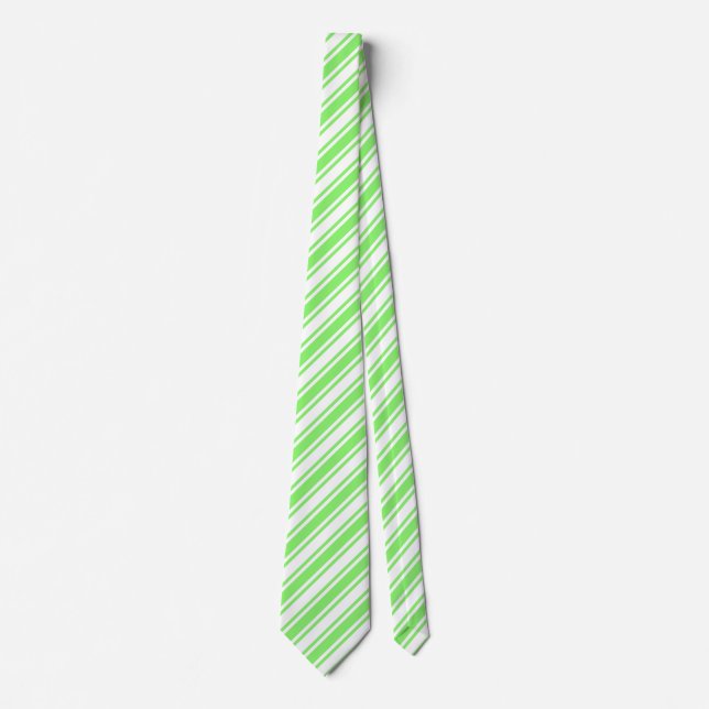 Lime green and white candy stripes neck tie (Front)