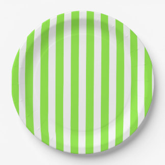Lime green and white candy stripes paper plates