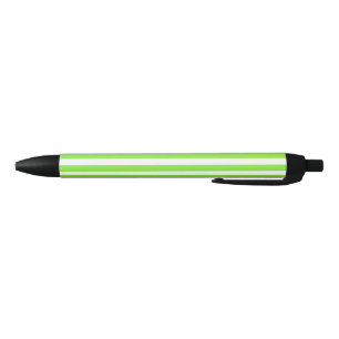 Lime green and white candy stripes pen