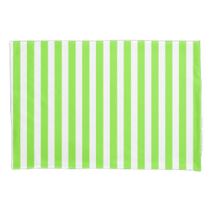 Lime green and white candy stripes pillow case