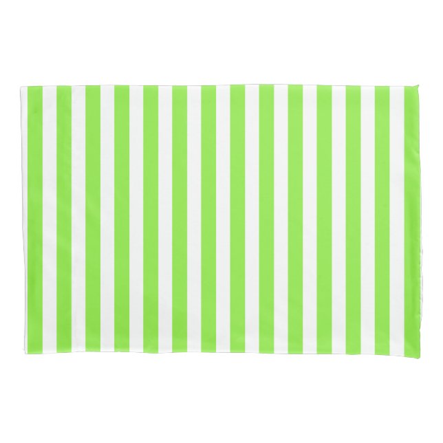 Lime green and white candy stripes pillow case (Front)