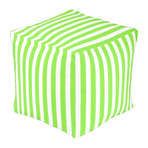 Lime green and white candy stripes pouf