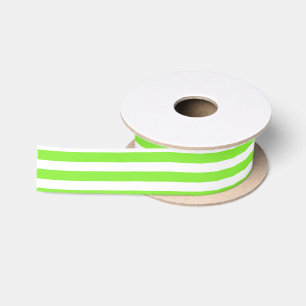Lime green and white candy stripes satin ribbon