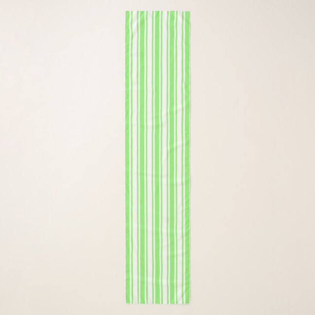 Lime green and white candy stripes scarf (Front)